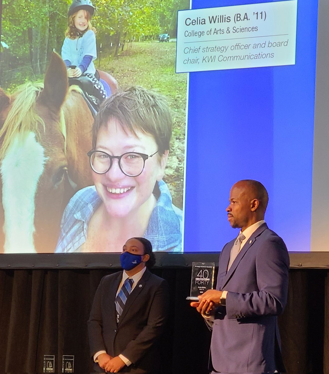 TalkingAge's tweet photo. Fabulous time celebrating our 40 under 40 award winning alumni, and three were from @GSUCommDept! And who better to introduce President Blake than yet another Communication alum!! #Rockstar https://t.co/gl1ESgyjfe