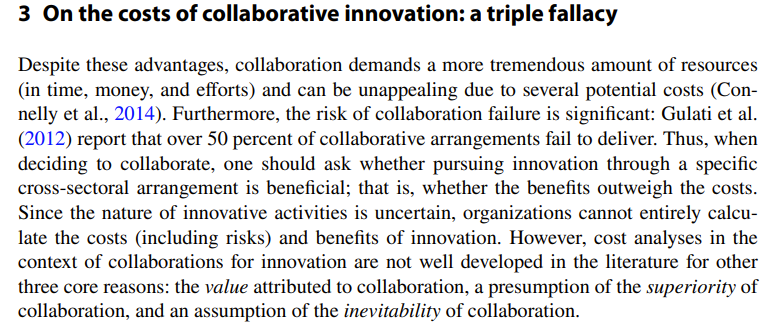 MehmetdNUS's tweet photo. What are the costs of collaborative innovation? @vivona_roberto #DavidAudretsch &amp; I have analyzed this question. Free access.Roberto made a significant contribution to this study while leading the project. Thanks Roberto:https://t.co/iZ7VELkD07 #gametheory #transactioncost #innov https://t.co/bvbK6uXqy7