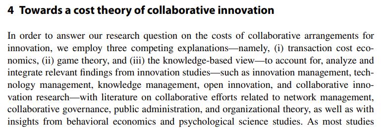 MehmetdNUS's tweet photo. What are the costs of collaborative innovation? @vivona_roberto #DavidAudretsch &amp; I have analyzed this question. Free access.Roberto made a significant contribution to this study while leading the project. Thanks Roberto:https://t.co/iZ7VELkD07 #gametheory #transactioncost #innov https://t.co/bvbK6uXqy7