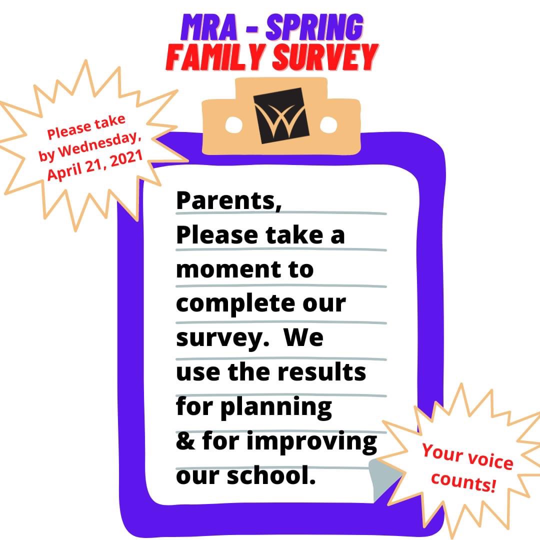 Your opinions matter to us! Please take a moment to complete the MRA (Leader In Me) Spring Survey. We use the results to guide us in decision making and planning for the direction of our school. Simply click on the link below. Your voice counts!

leaderinme.com/s/willard-inte…
