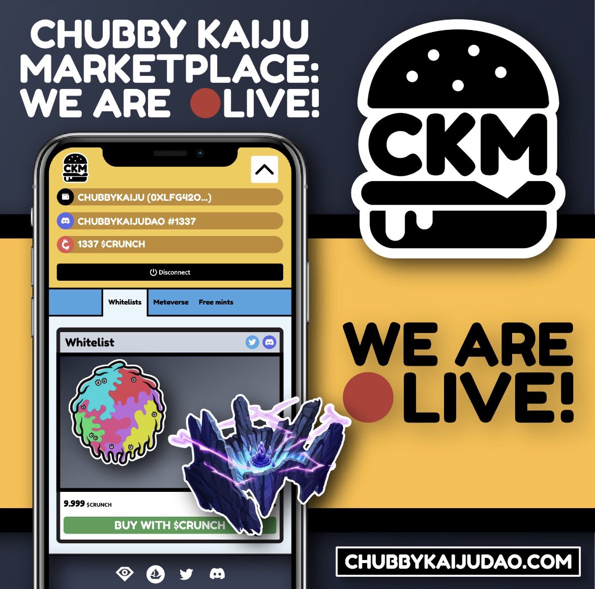 Well holy shit…the @ChubbyKaijuDAO marketplace for $CRUNCH is now LIVE!! 🤯

Like how fucking slick is our website…so damn good 🔥

WL spots for <a href="/AntebellumGames/">AntebellumGames</a> &amp; <a href="/Oozoids/">Oozoids 🧪</a> are already sold out 🤯

This is just the start!! Our Dev’s &amp; Contributors are the real deal 😏