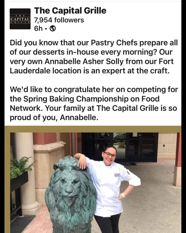 I'm so grateful to The Capital Grille, not only for being the best place to work, but for allowing me to be away from work (for weeks!) while pursuing my passion for pastry. Thanks for the awesome write-up 💙