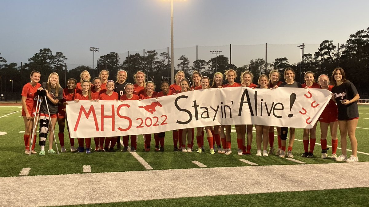 MemGirlsSoccer's tweet photo. Bi-District Champs tonight over @LamarTexWSoccer! They gave us a great fight but 🎩 Trick by @loganfp04 and a goal each from @zoeseeley3 and @RileyMcCloskey3 put us up 5-0. @7lakes_soccer up next on Tuesday at Spring Woods, 5:30. #HeartHustle https://t.co/yM3ImZfm4P