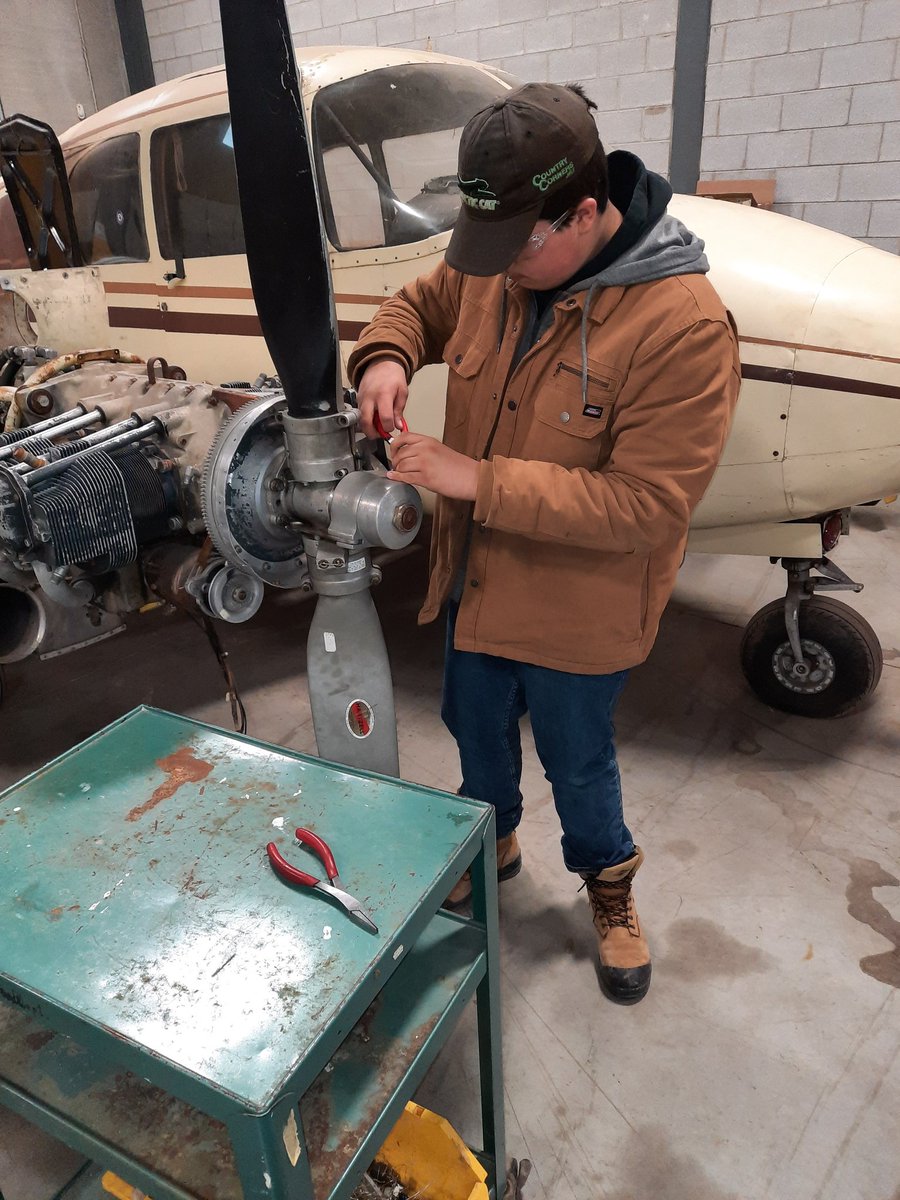 Learning to install hardware and lockwire on the real deal. <a href="/tvdsbaviation/">TVDSB Aviation School</a>