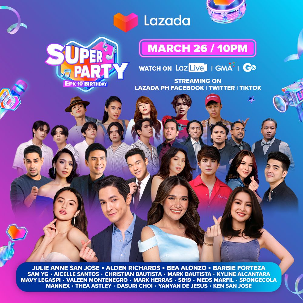 See you at 10 PM PHT tonight for <a href="/LazadaPH/">Lazada Philippines</a>'s 10th Birthday Super Party on LazLive, GMA Network, GTV and all of Lazada's socials! Add to cart na on Mar 27-29! 💙
🔗 lzd.co/LazadaPHEpicSu…

#LazadaPHEpicSuperParty
#LazadaPH10Birthday
#Lazada10Birthday
#LazadaPH
#SB19ForLazada