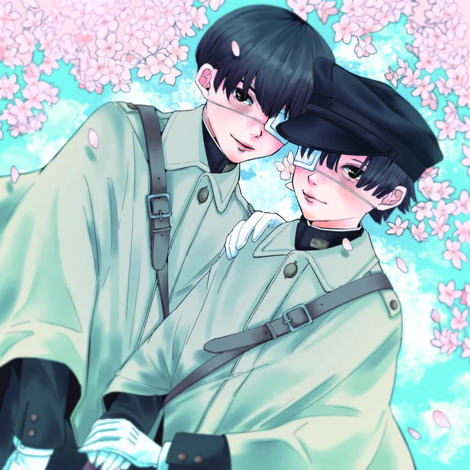寒い日の桜。#イラスト 