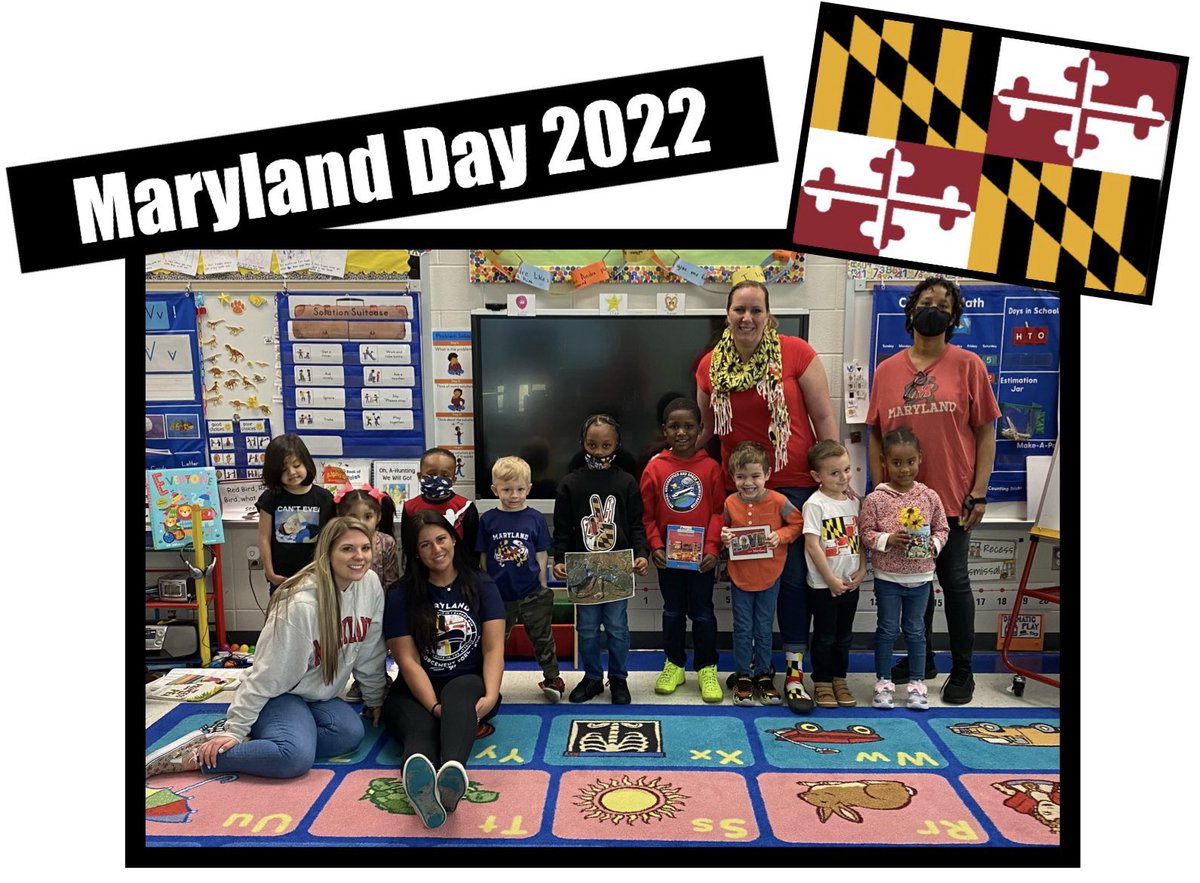 MrsDurstPreK's tweet photo. We had fun showing off our Maryland Pride today for Maryland Day! 💛🖤🤍♥️ @DrJamesCraikES https://t.co/LMoC6gHWDc
