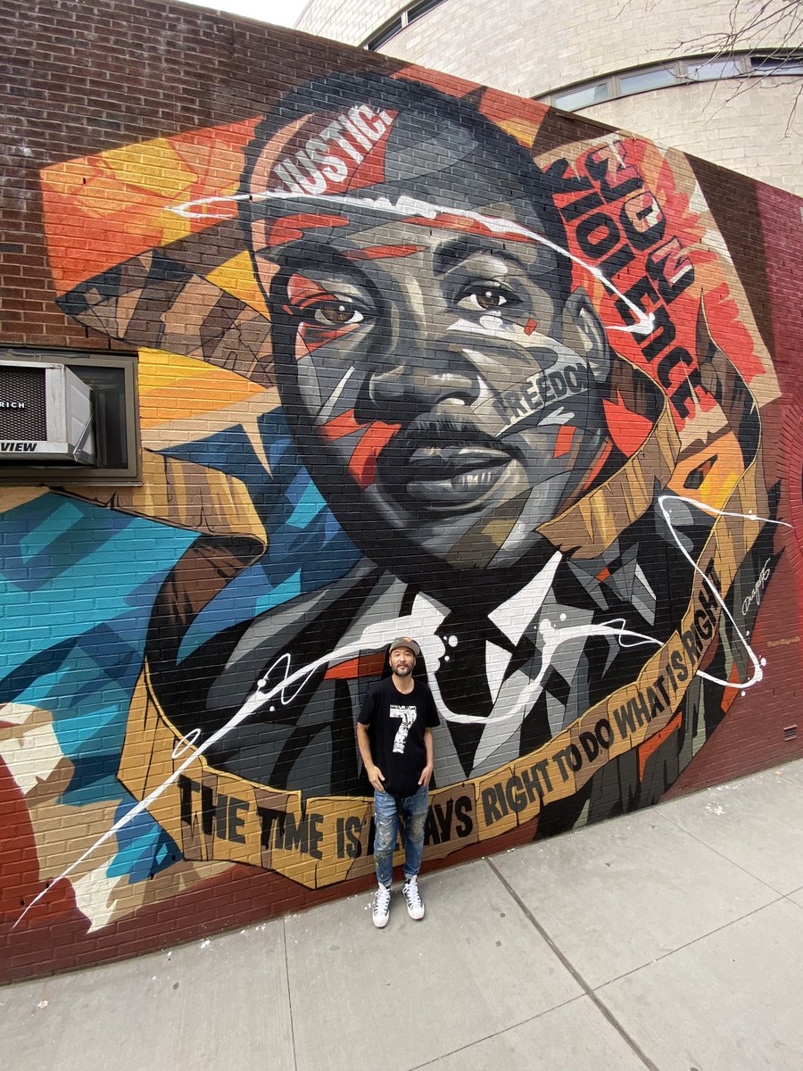 dragon76obs's tweet photo. Completely the new mural in Lower East Side,NY.
I painted this mural to stop Racism and Violence. I oppose all violence.
I hope this mural contributes to the reduction of hate violence.
Location : 100 Hester St, NY
#mural #blm #stopasianhat #martinlutherking #nonviolence https://t.co/EUNw9JXc2z