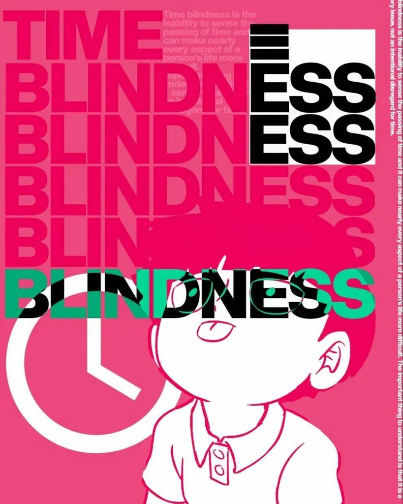 originalbluboi's tweet photo. TIME BLINDNESS ⏰️
.
.
.
#poster #typography #spring
#flower#art #artist #artwork #digitalart #artistsoninstagram #procreate #explorepage #illustration #illustrator #illustrationartists #mentalhealthawareness #adhd #explore #viral https://t.co/68wVHUjmxw