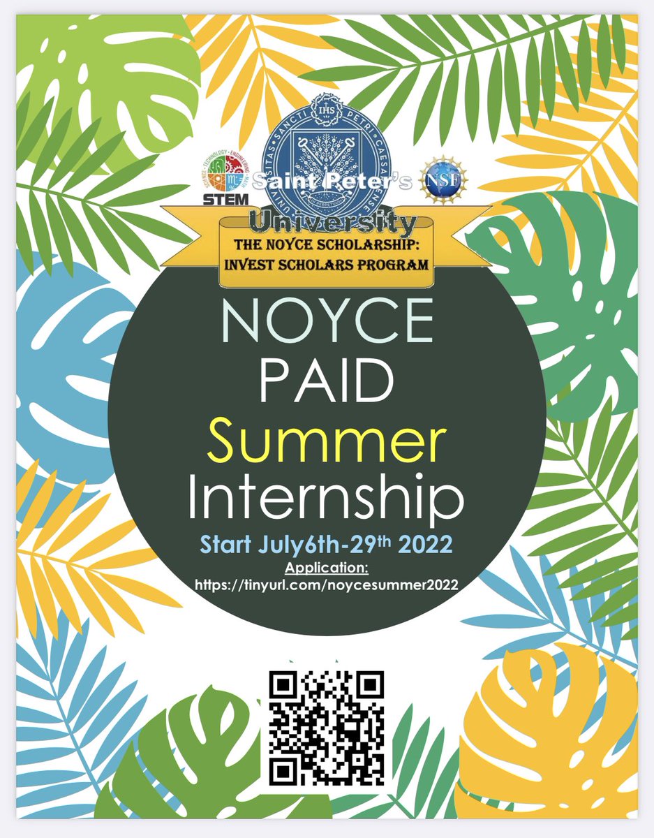 SPUNoyceInvest's tweet photo. NOYCE Summer Internship 2022 #stpetersuniversity #NJ #NoyceScholarship2022 https://t.co/Eg2HlHsQ7y