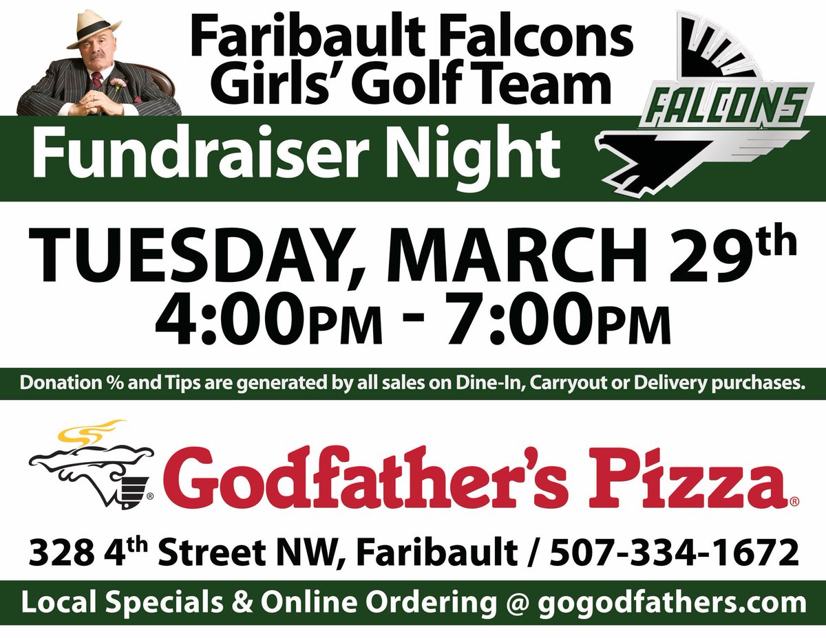 Please support Faribault Girls Golf by ordering a pizza Tuesday night!