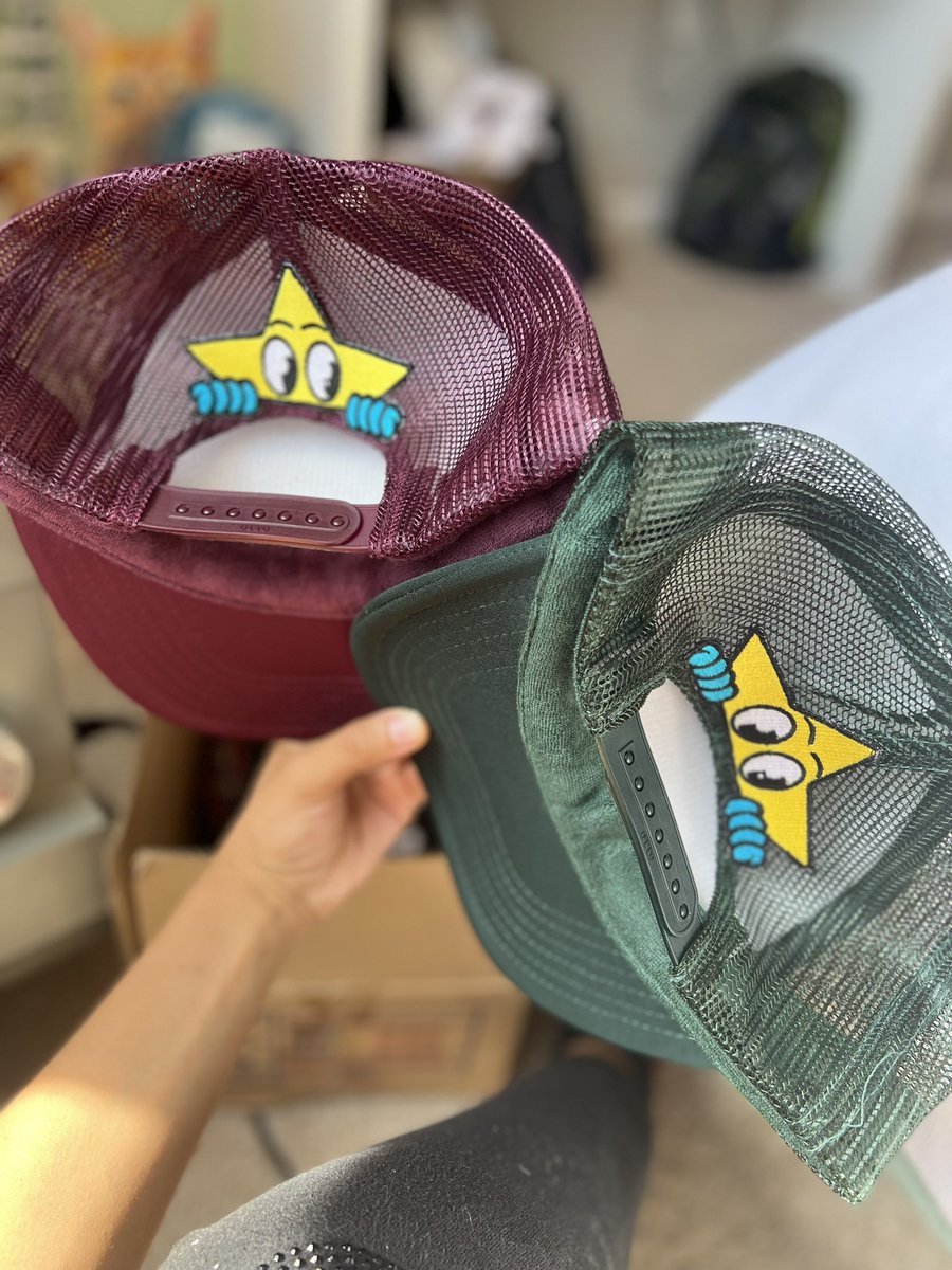 MilaSymone's tweet photo. I sewed patches on 110 hats in 3 days this week and they’re finally ready for the pop up this weekend so I’m just sharing some pics🪡💅🏽🧢 #atl #popup #atlpopup https://t.co/ZZMElQLUuQ