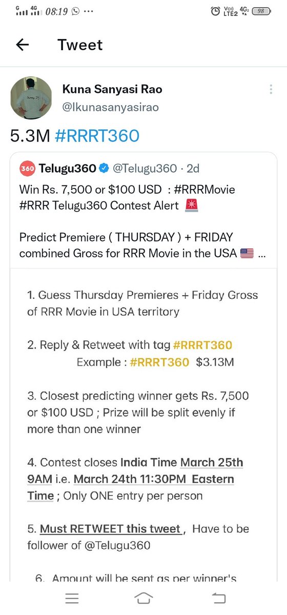 Ikunasanyasirao's tweet photo. . @Telugu360 Anna β€βοΈ
#RRRMovie #RRRT360 https://t.co/5JqEoM8kUo