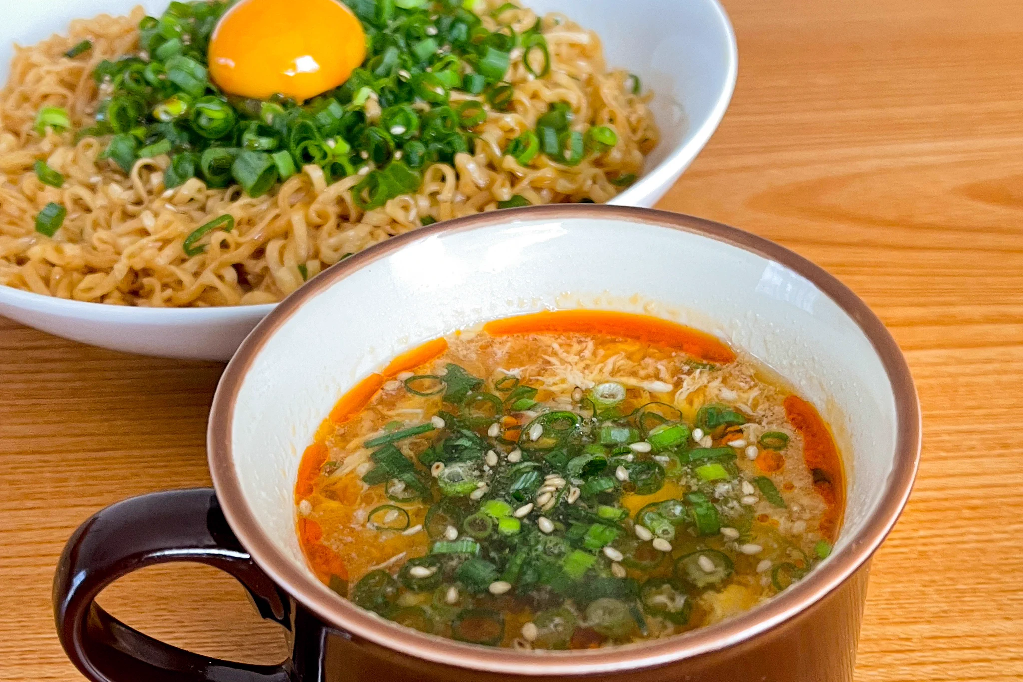 たまにはいつもと違う食べ方で！1度で2度おいしいチキンラーメン油そば。