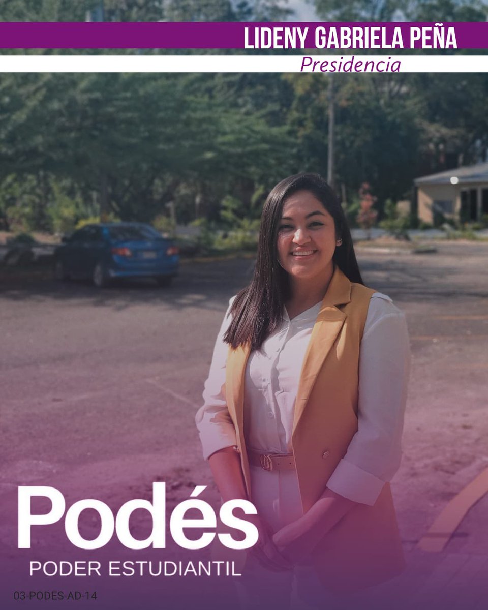 mep_vs's tweet photo. Conoce a nuestra candidata para la Presidencia de la Asociación de Estudiantes de Derecho, su nombre es Lideny Gabriela Peña, tiene 27 años y actualmente va cursando su Décimo Primer Bloque (Magna Cum Laude).💜⚖️
#PODES #EleccionesUNAH2022 #UNAH #PUMAS #PoderEstudiantil https://t.co/b35hgbhZAN