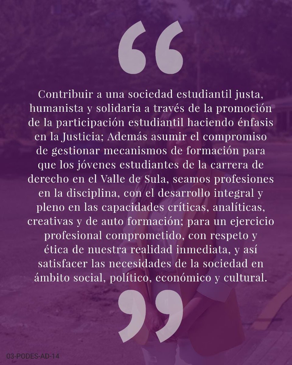 mep_vs's tweet photo. Conoce a nuestra candidata para la Presidencia de la Asociación de Estudiantes de Derecho, su nombre es Lideny Gabriela Peña, tiene 27 años y actualmente va cursando su Décimo Primer Bloque (Magna Cum Laude).💜⚖️
#PODES #EleccionesUNAH2022 #UNAH #PUMAS #PoderEstudiantil https://t.co/b35hgbhZAN