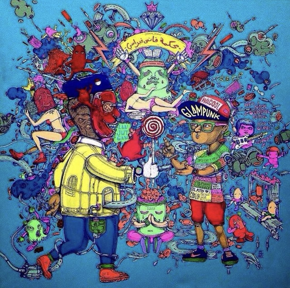 singpentinkhepi's tweet image. This is my handrawn painting. Mix media, Arcrylic on canvas 150 x 150 cm, year 2014. Outlined by ballpoint. I will minting this for auction. Prefer on Exchg or FF? 🤔#solana #solanaNFTs