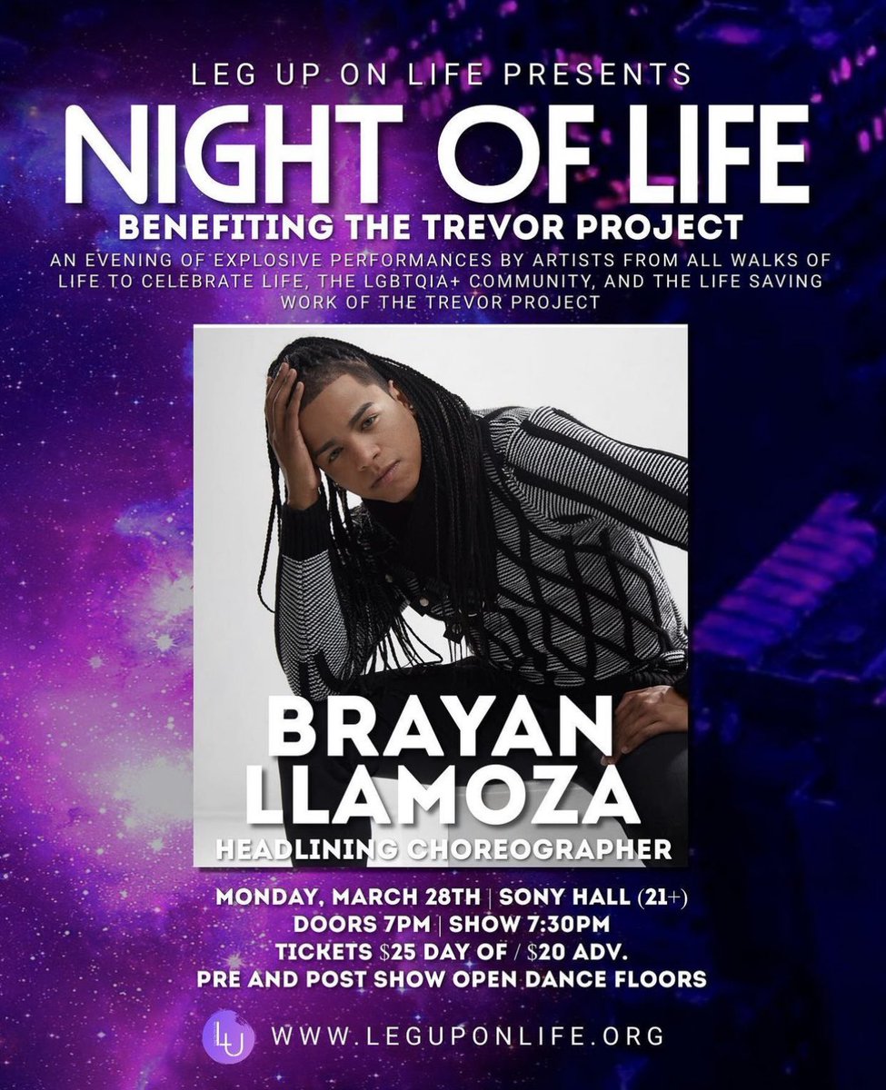 LegUpOnLife's tweet photo. @Brayanllamoza and the Latin Connection are bringing the 🔥🔥

NIGHT OF LIFE!!! Benefiting The Trevor Project is back Monday, March 28th at Sony Hall! 

✨Tix Link in Bio!!! https://t.co/QrgsG4oK16