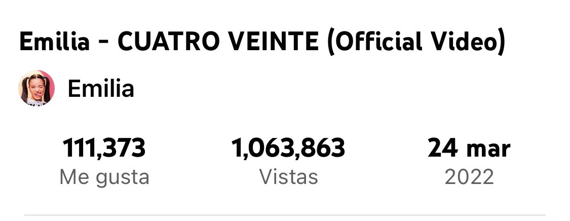 MernesInfo's tweet photo. 📈 | Cuatro Veinte’ llegó al millón de vistas! https://t.co/p1XyOJ3Srk