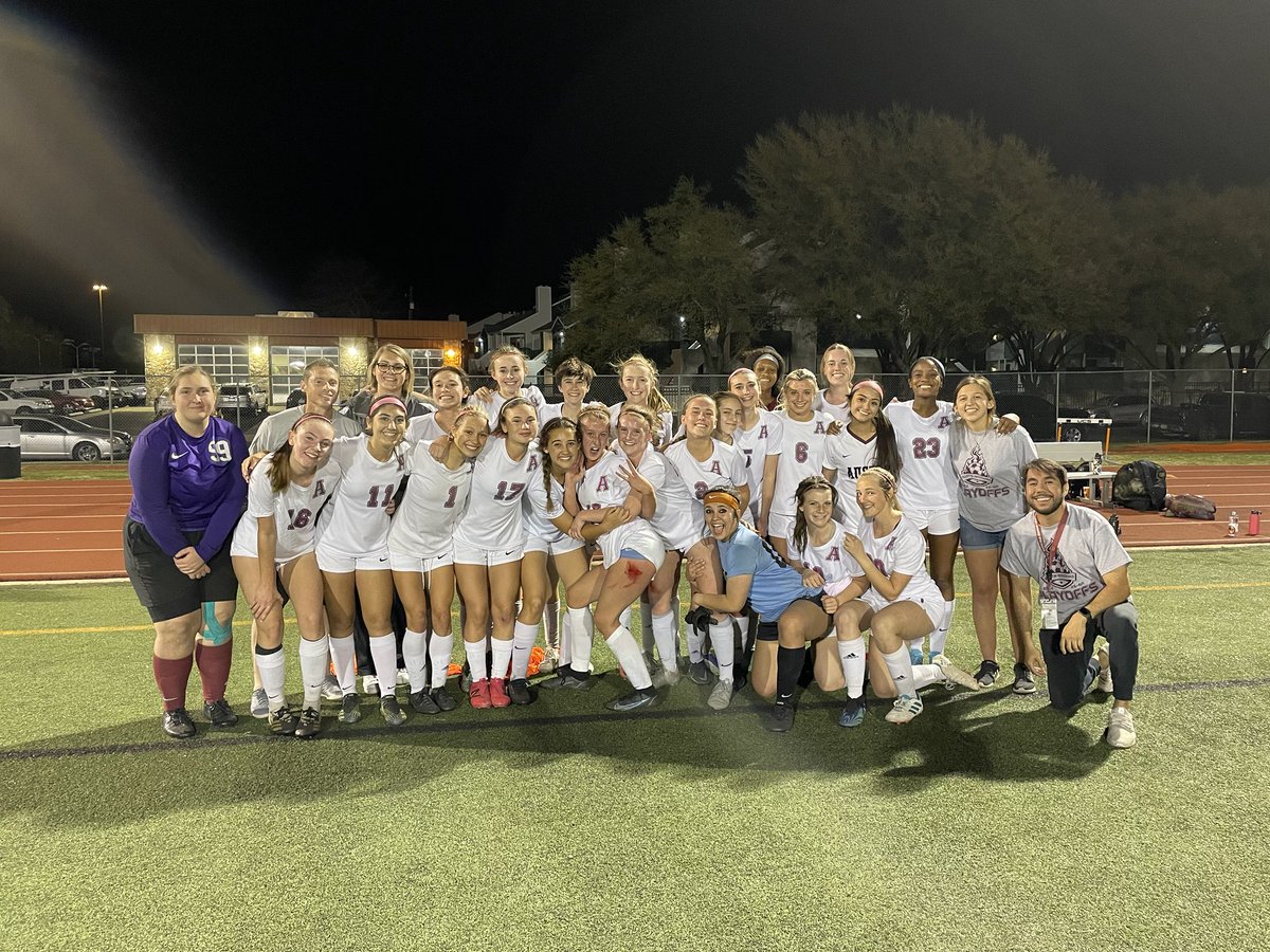 AHSMaroonSoccer's tweet photo. Bi-district champions!!!!!!  So pumped and excited for my girls.   Fought, battled, and was MUCH deserved!!!  TEAM WIN! Addi assisting Piper for the big 1-0 win!!!  LETS GO!!!  Round 2!!!  Big love! https://t.co/aXJL10Duvz
