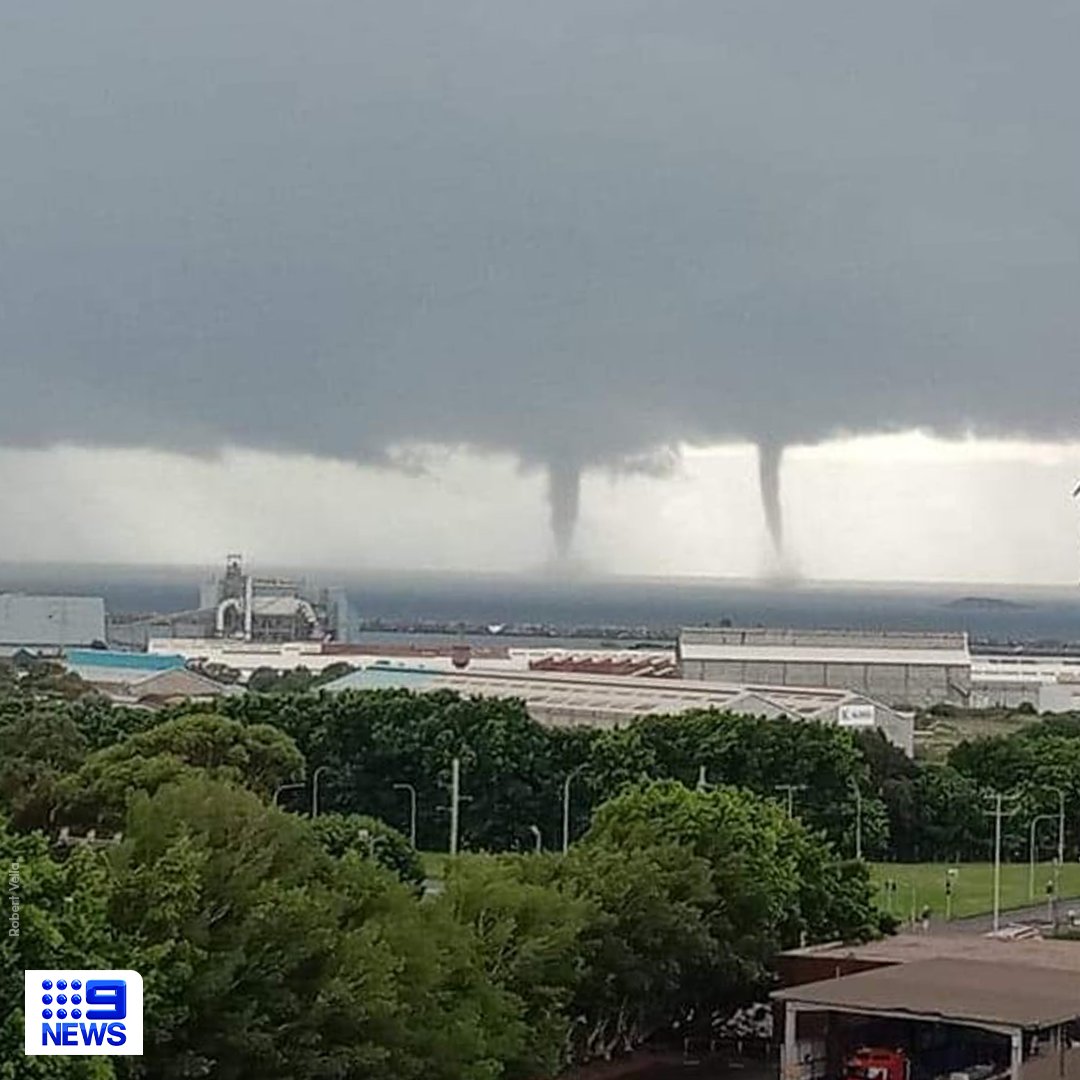 9NewsSyd's tweet photo. A series of water spouts have been spotted off the coast of #Wollongong by residents in #PortKembla, #Woonoona and #Warilla.

The spouts come as a SEVERE thunderstorm warning has been issued for the region.

MORE DETAILS: https://t.co/pZz7r00lWp

#9News https://t.co/HjDPEMmHMb