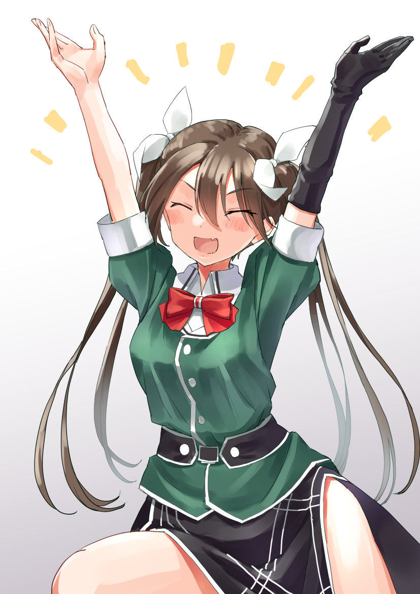 tone (kancolle) 1girl solo single elbow glove twintails brown hair gloves long hair  illustration images