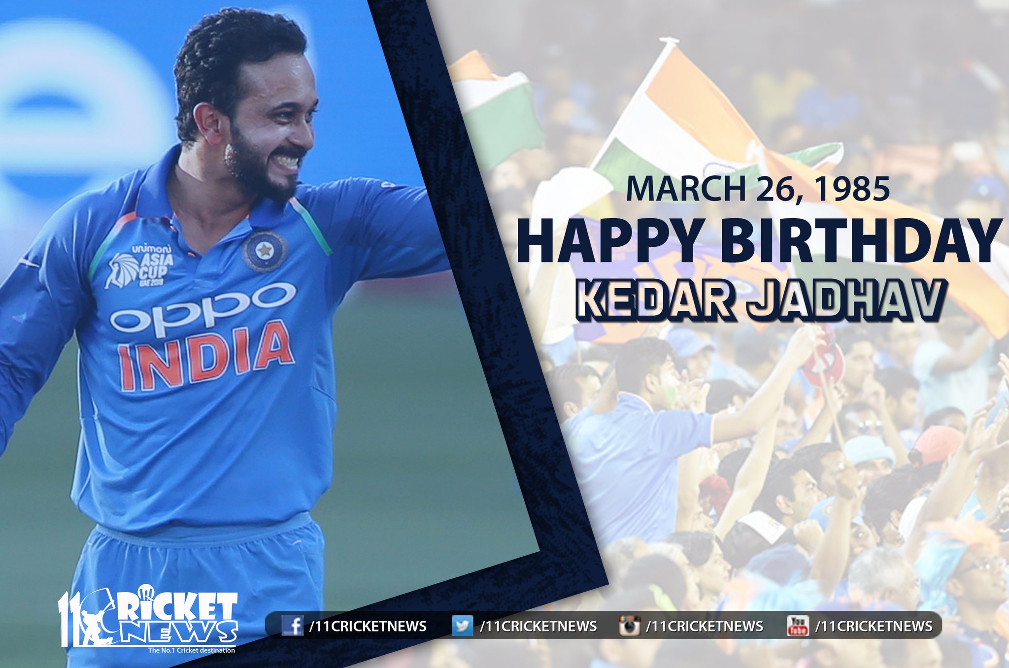 Happy Birthday \"Kedar Jadhav\" He turns 37 today 