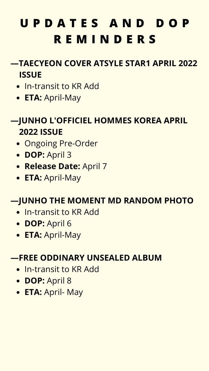 iTreasurePH's tweet photo. [#iTreasureUpdates]

MASS UPDATE and DOP REMINDERS as of March 26, 2022 ✨ https://t.co/p3KaNB7JXP