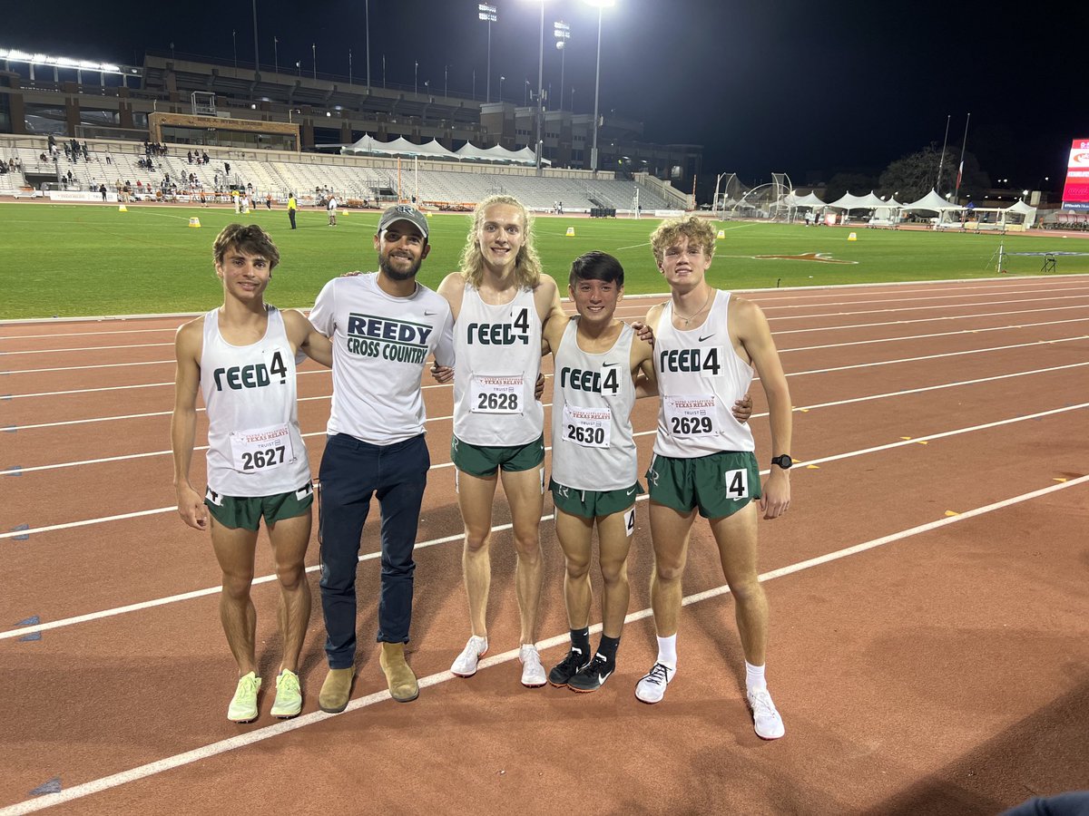 New Reedy school record in the DMR at Texas Relays tonight… by 30 seconds!  10:30.90!  Now a few hours sleep and onto the 3200M in the morning!  Go Reedy!
