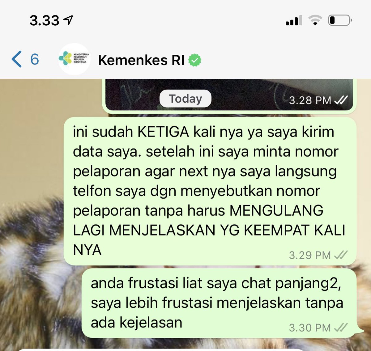 olganvlt's tweet photo. @KemenkesRI SEFRUSTASI ITU TAPI ROBOT MULU YG JAWAB?!  ga pernah dikasih solusi tp ngechat2 suruh gw vaksin???!! gmn sih?! https://t.co/RfVm2Rjjgx