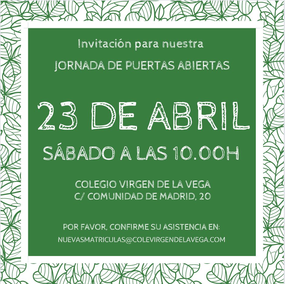 colevirgenvega's tweet photo. ¿Quieres echar solicitud en nuestro cole?

Puedes hacerlo del 21 de abril al 5 de mayo.

Publicada la resolución del #ProcesodeAdmisión para el próximo curso 22-23

Dejamos enlace ♾ al portal de @ComunidadMadrid donde encontrarás toda la información⤵️

https://t.co/QENXk4Dkyx https://t.co/ukb2yLuxak
