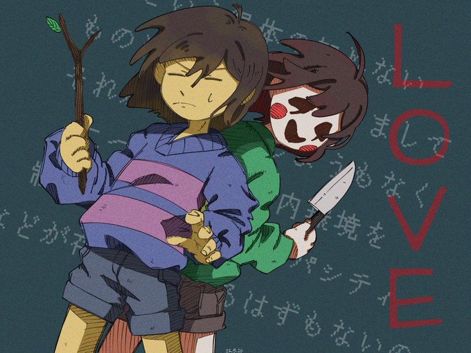 frisk and chara (undertale) drawn by saki_(a01_31)
