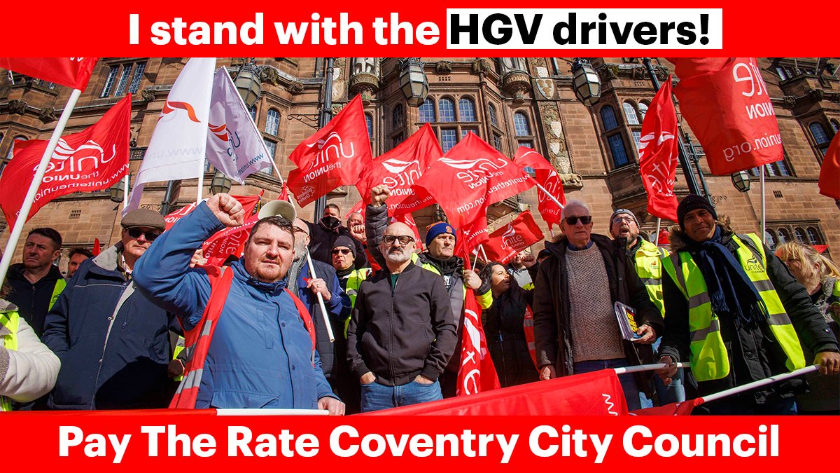 unitetheunion's tweet photo. Today we rally for the @unitetheunion #CovBinStrike HGV drivers in Coventry 

If you can't be there, or just want to show your support, click the link below to send a message to @coventrycc. 

Demand that they #PayTheRate 👇

🖱️ https://t.co/dvjdJ7HDva < Click here https://t.co/jHTkaXdvqH
