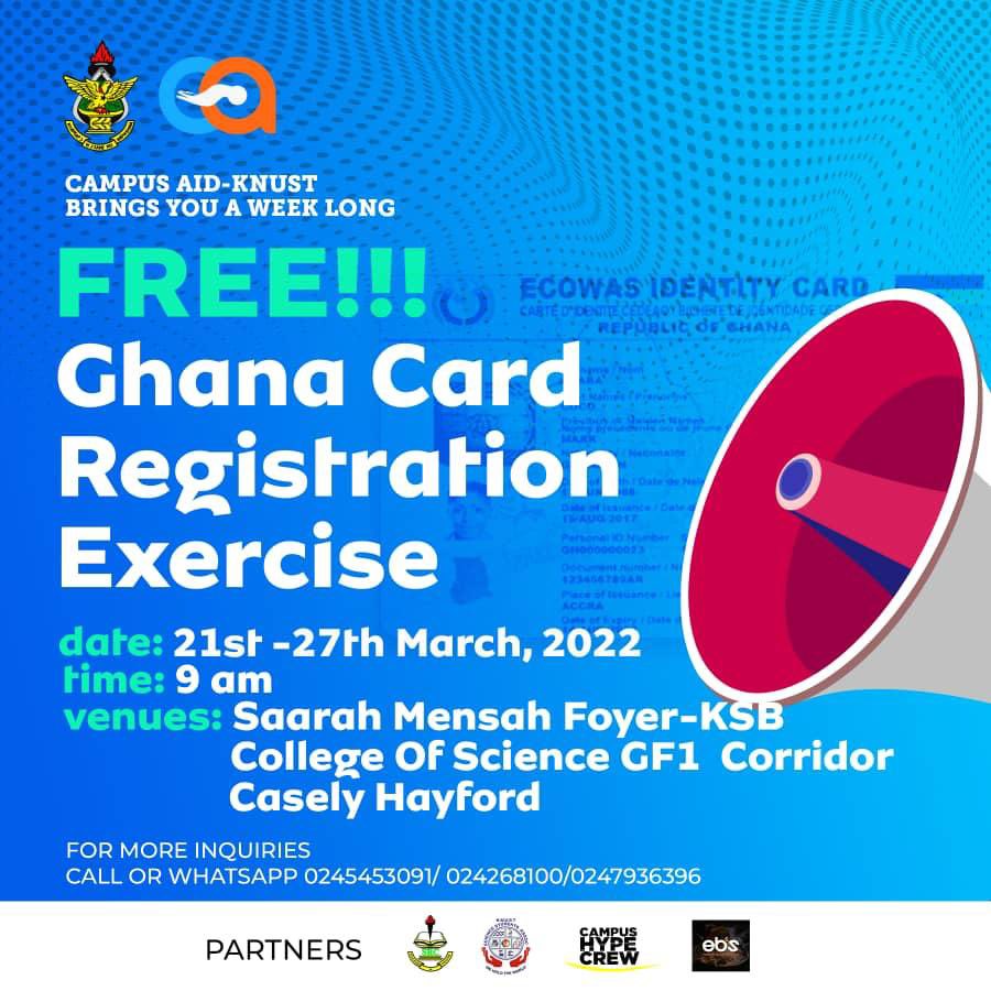 _NanaCwesi_'s tweet photo. Ghana Card Registration ongoing at the College of Science and Casely Hayford.

Issuance of Cards is taking place at the Great Hall.

Today is the last day for such a process and we urge yet to register students to take advantage and register. 

Thank you. https://t.co/NMEM4XL5Z7