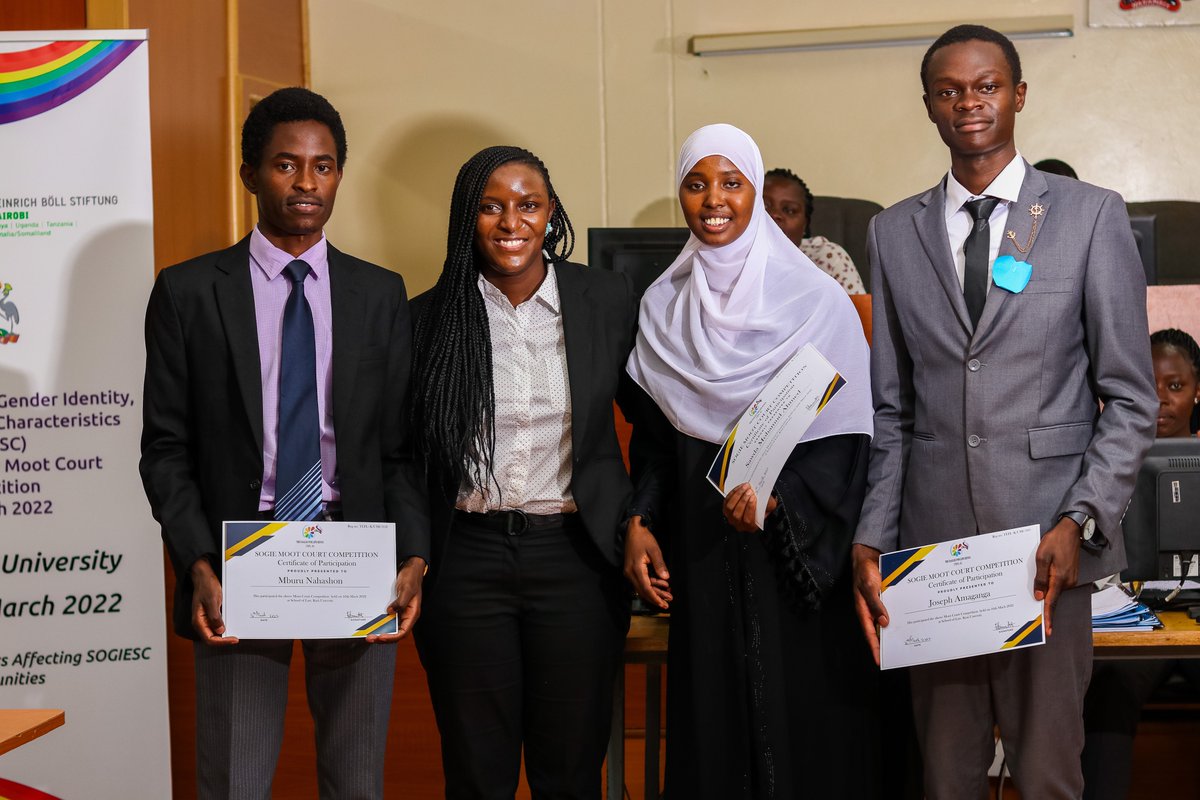 So proud of my @UoEmbu law students for winning Best Memorial (#NahashonMburu, @j_amaganga, & #SawdaMohamud) & Best Female & Male Oralists (@KimathiKanana & @himunenenjoroge) at the Sexual Minorities Rights Inter-University Moot Court Competition at Kisii University. Superb! 1/5