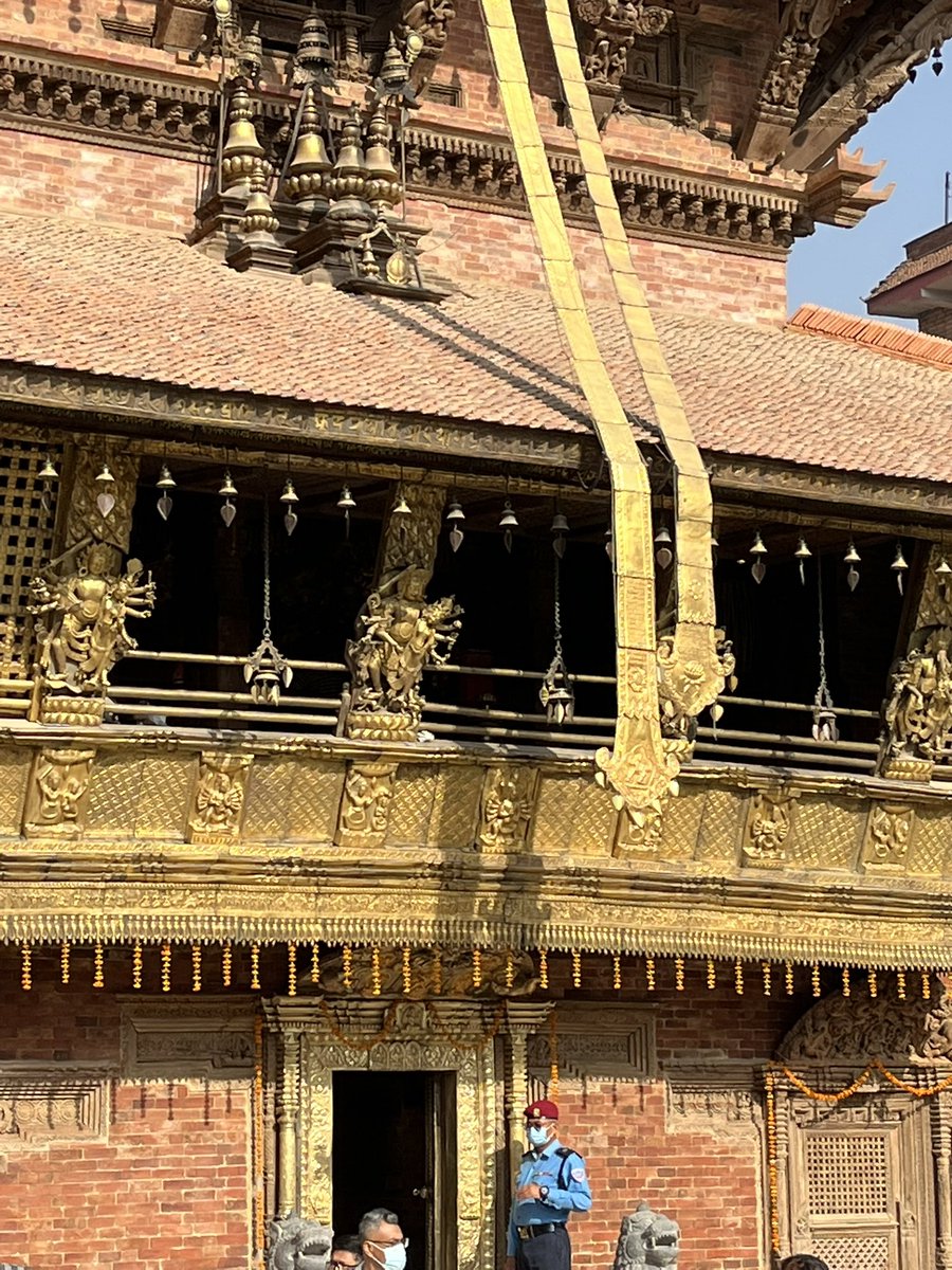 KanakManiDixit's tweet photo. Patan’s Bhimsen Temple, weakened by 2015 quake, has been restored and consecrated today. The larger Bhaidega (Shiva/Vishwnath) temple nearby fell during 1934 mega quake. It’s reconstruction, started 5 years ago, is going slow due to high costs and low funds. https://t.co/EW1xHGSNzz