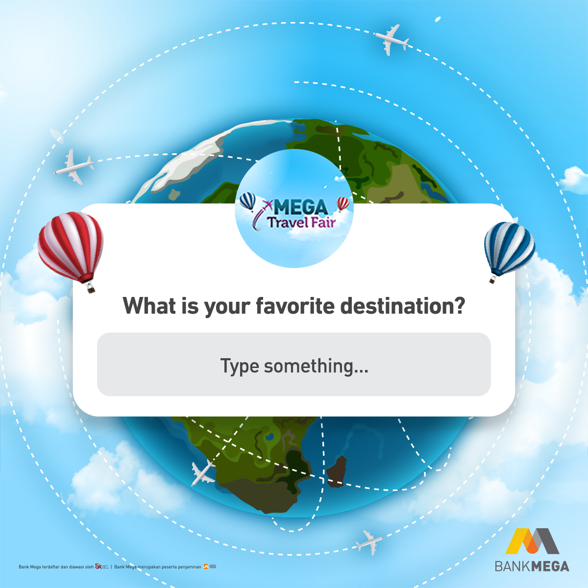 BankMegaID's tweet photo. Hari ini kemana lagi yaa?
Kemana pun tujuan kamu, wujudinnya pakai promo #MegaTravelFair.
Bisa keliling dunia ke berbagai destinasi wisata favorit dengan harga miring lho!
#BankMega #LiburanBarengMega https://t.co/JWjN9Veb3Q