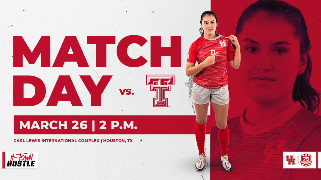 UHCougarSoccer's tweet photo. Don't miss out on our final HOME spring season matchup against Texas Tech!

🕢 2 p.m.
📍Carl Lewis International Complex
🎫 Free Admission

#HTownHustle #GoCoogs https://t.co/nLSHOl2YzS