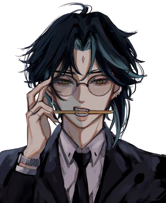 secretary xiao 😳 #xiao #GenshinImpact #fanart 