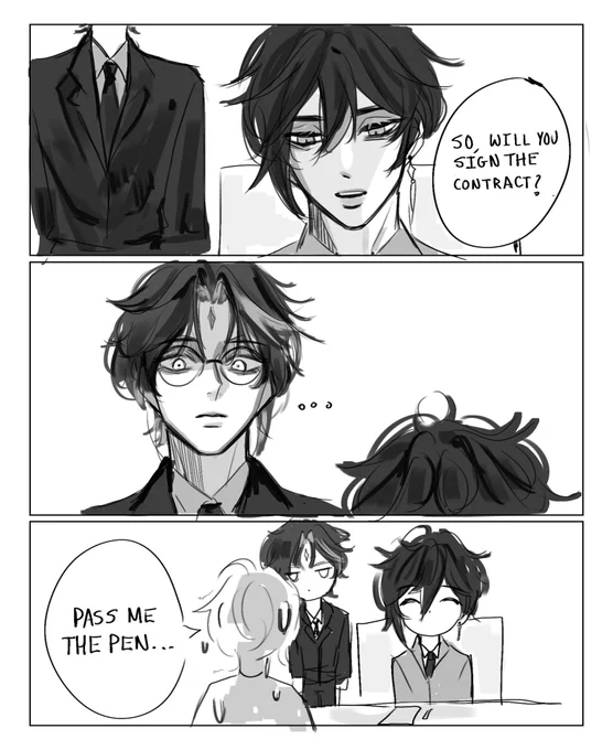 office au w secretary xiao #xiao #GenshinImpact #fanart 