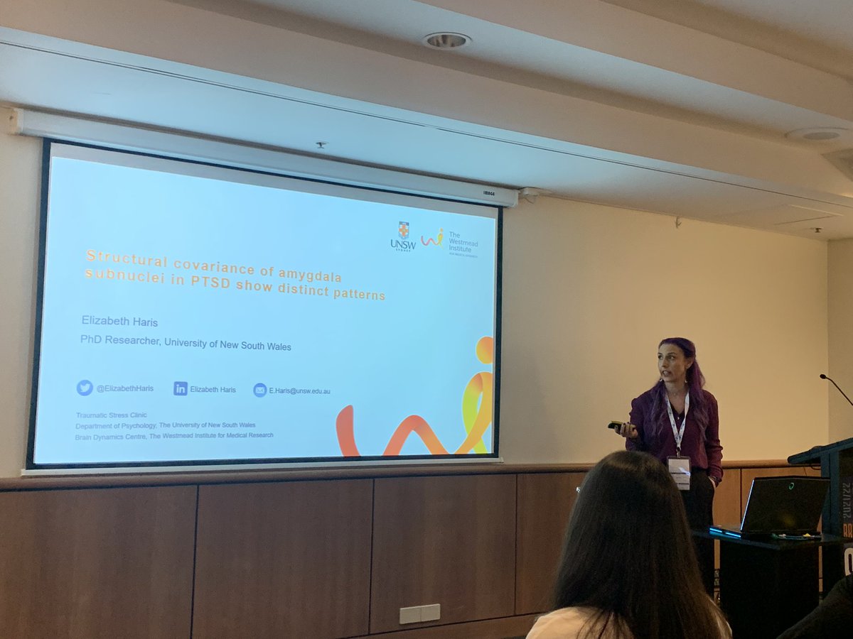 Fantastic talk by <a href="/ElizabethHaris/">Elizabeth Haris</a> on structural 🧠 networks in PTSD #SMHR22