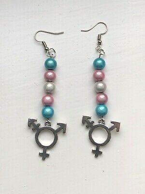 FashionJools's tweet photo. Transgender Symbol Earrings Trans Pink White Blue Beads - Pierced or Clip-on https://t.co/Z4bOkLLPBJ https://t.co/NK2HfS1olF