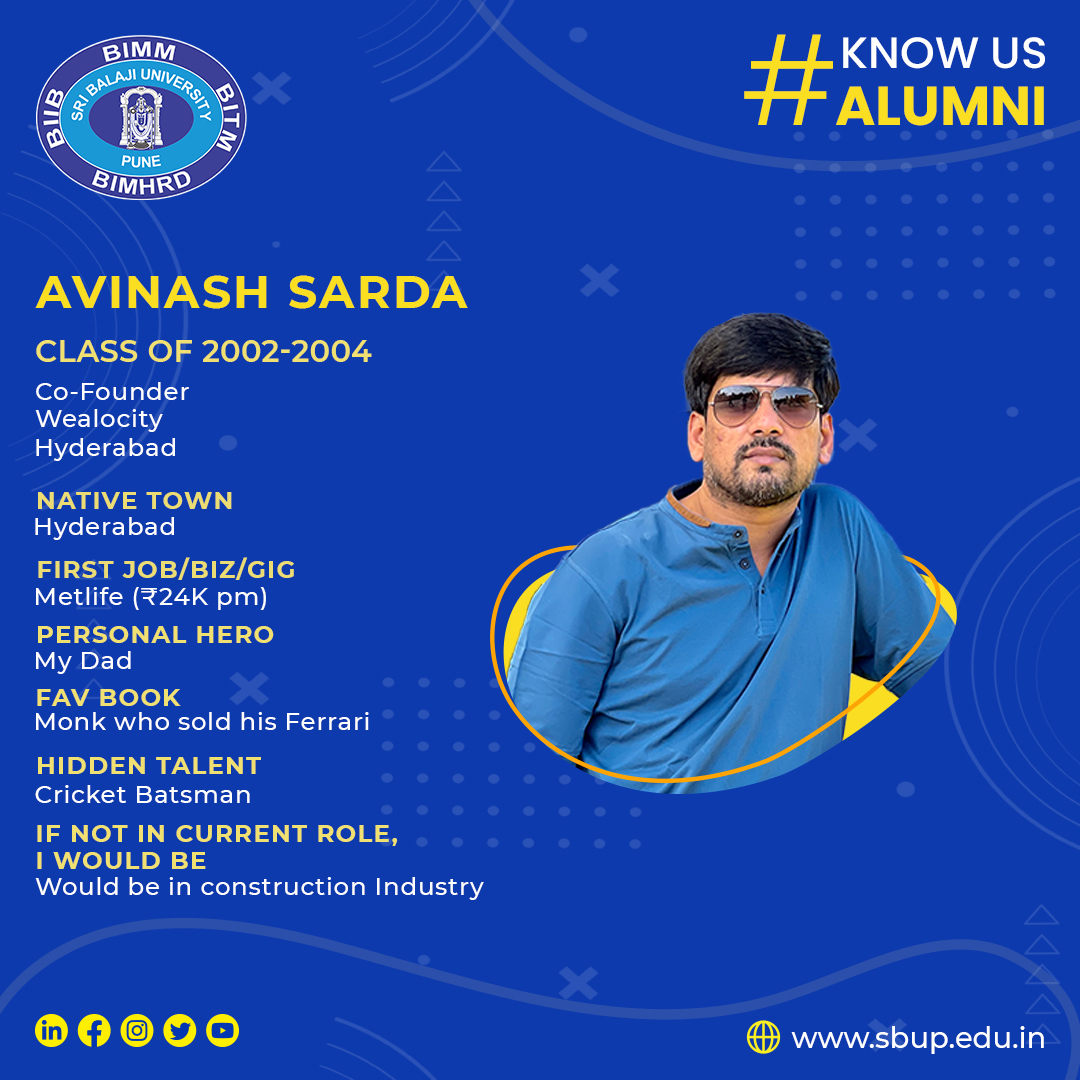 sbupune's tweet photo. SBUP MBA 2022-24 Admissions Now Open. Apply on https://t.co/g1pMmEY9y2
#SBUPKnowUs Alumni
Avinash Sarda @avisarda
Class of 2002-2004
Co-Founder at Wealocity, Hyderabad
https://t.co/hN935WPN4p
#sbup #sbupmba #mba #bschool #sbupknowus #sbupalumni #memories #peopleofsbup https://t.co/CNBk8YNHEZ