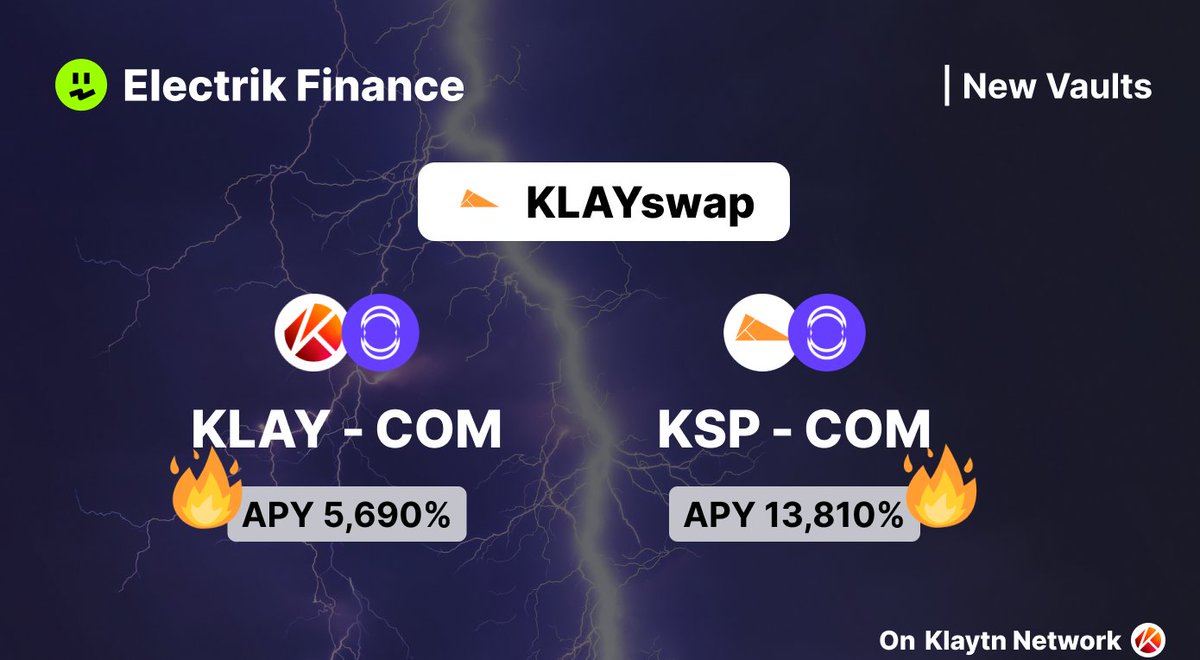 ⚡️[NEW Vault UPDATE]⚡️

<a href="/COMprotocol/">CompassProtocol</a>
 Vault on KLAYswap

KLAY-COM : APY 5,690%
KSP - COM : APY 13,810%

Hey there, COM! 

@klaytn_official