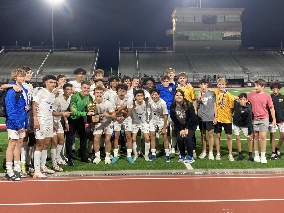 SHSRaiderSoccer's tweet image. The Raiders are Bi-District Champions!   ⚽️🏆🔥 Big time win 6-0 over Melissa HS @jake_p2772 and the Defense 🔒 it down. @Landonmdlp7 @_nashaziz were on attack mode. Max Pate is our player of the game with 3 goals &amp;amp; 1 assist #D2W #BELIEVE @LethalSoccer @tascosoccer @SunnyvaleISD