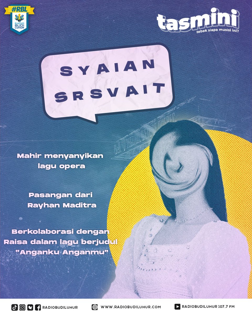 RadioBudiLuhur's tweet photo. Suka merinding kalo denger seriosanya๐ฅถ
Warga Kampus tau ga dia siapa? Dia juga kocak loh orangnya๐คญ Yuk tebak di komen!๐
#Tasmini #TebakMusisiIni #Opera #Raisa #Penyanyi #RadioBudiLuhur https://t.co/Nz4pt7zHqb