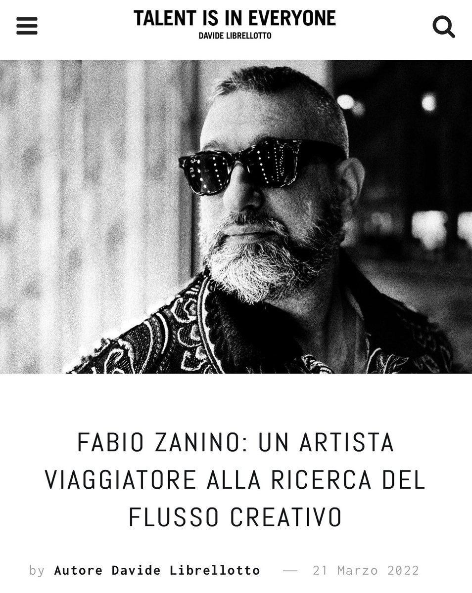 Zanino's tweet photo. Grazie a Davide Librellotto per questa intervista #TalentIsInEveryone alla ricerca dell’ispirazione creativa tra #design e #arte. https://t.co/ZugDpIaVnO