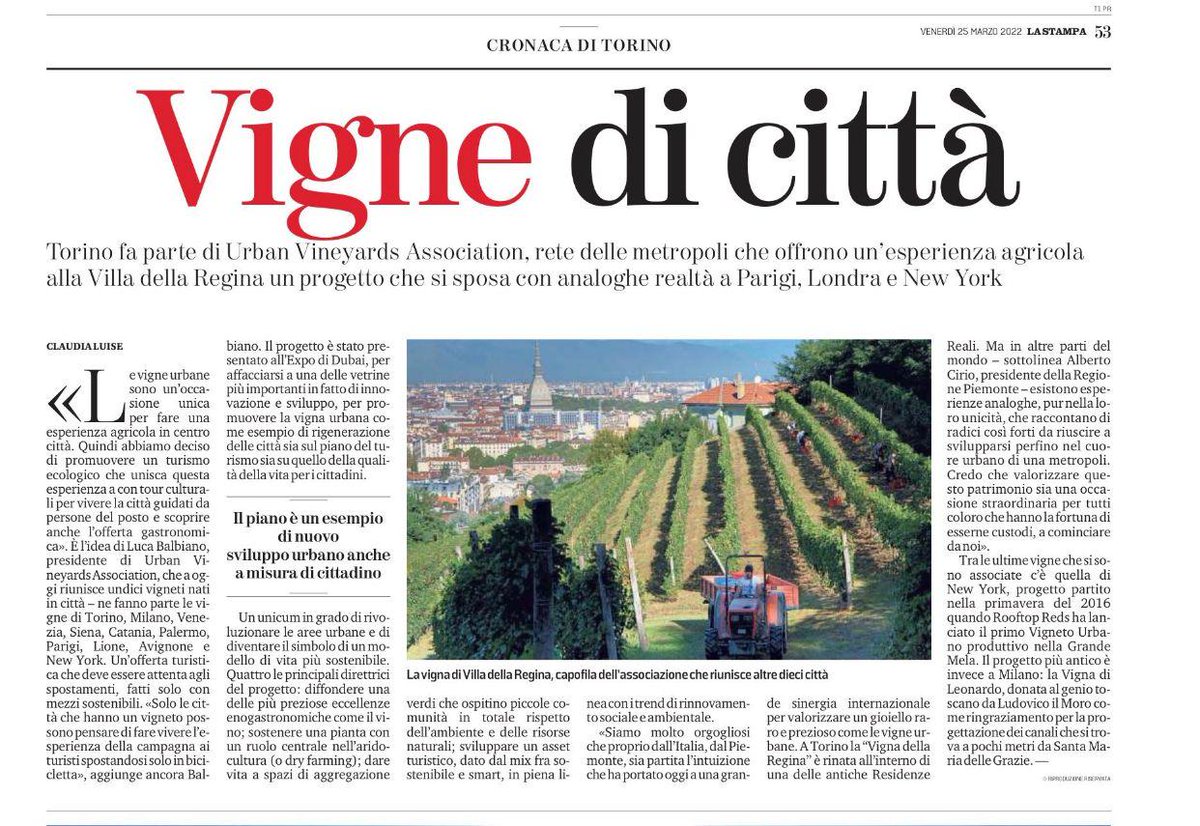 "Torino fa parte di Urban Vineyards Association, rete delle metropoli che offrono un'esperienza agricola alla #VilladellaRegina un progetto che si sposa con analoghe realtà a Parigi, Londra e New York"🍇🍇🍇

E voi avete già visitato il vigneto della Villa?🤗
#vignadellaregina