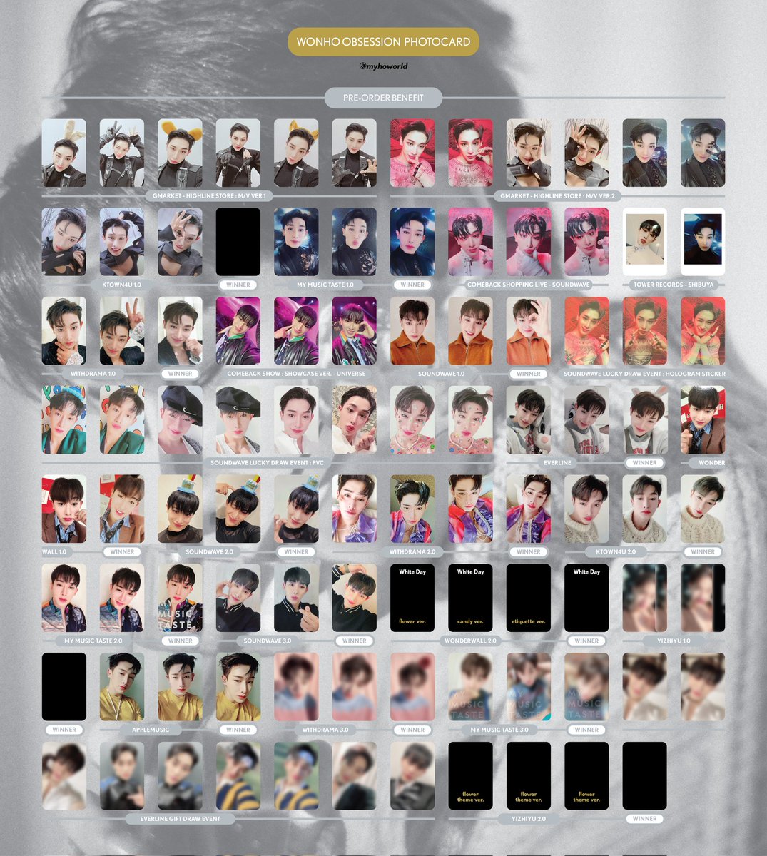 WONHO OBSESSION PHOTOCARD TEMPLATE 원호 옵세션 포카 리스트
