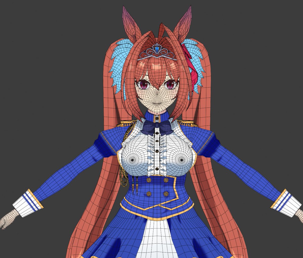 完成までかなり大変なキャラクターでした。
Character: Daiwa Scarlet

#ウマ娘 #ダイワスカーレット #blender #3D #b3d #3DCG #3DModeling